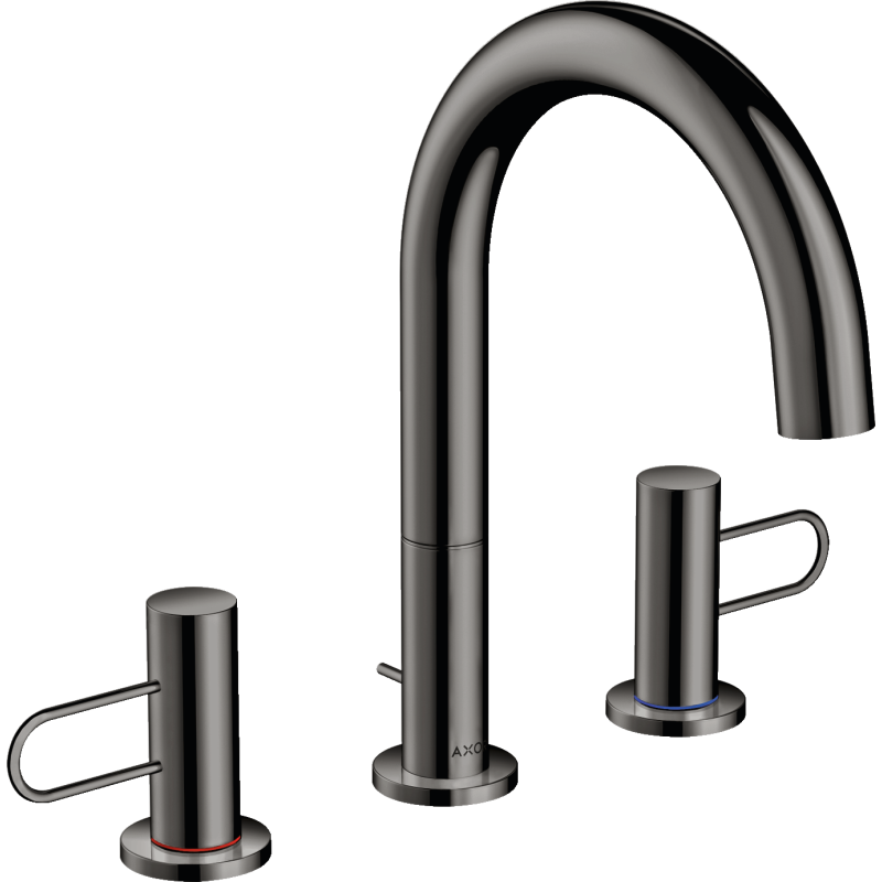 3-otworowa bateria umywalkowa 160 z uchwytami Loop i kompletem odpływowym z cięgłem Czarny Chrom Polerowany Uno AXOR 38054330