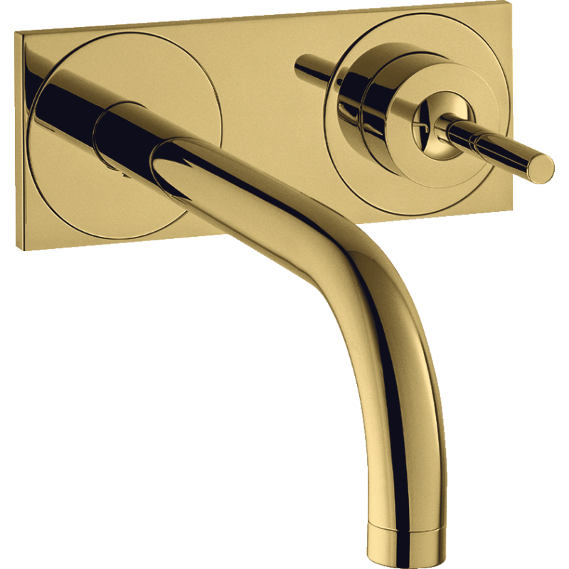 Jednouchwytowa bateria umywalkowa z wylewką 165 mm i płytką, ścienna, podtynkowa Złoty Optyczny Polerowany Uno AXOR 38112990