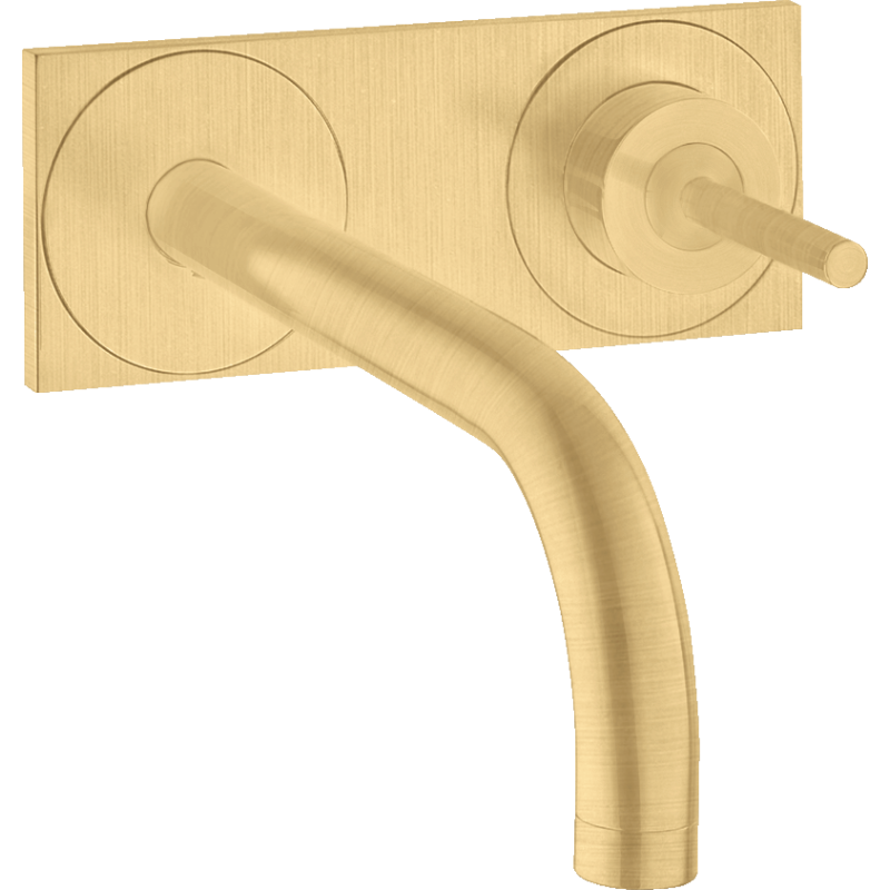 Jednouchwytowa bateria umywalkowa z wylewką 225 mm i płytką, ścienna, podtynkowa Złoty Optyczny Szczotkowany Uno AXOR 38115250