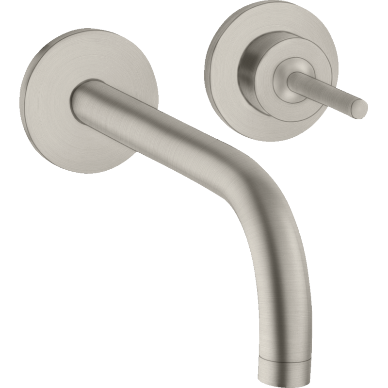 Jednouchwytowa bateria umywalkowa z wylewką 225 mm i rozetami, ścienna, podtynkowa Stal Szlachetna Optyczna Uno AXOR 38116800