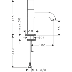 Bateria bez mieszacza 70 bez kompletu odpływowego Czerwony Złoty Szczotkowany Uno AXOR 38130310