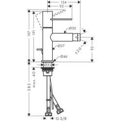 Jednouchwytowa bateria bidetowa z uchwytem Loop i kompletem odpływowym z cięgłem Czerwony Złoty Polerowany Uno AXOR 38211300
