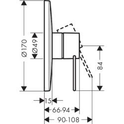 Jednouchwytowa bateria prysznicowa z uchwytem Loop, podtynkowa Stal Szlachetna Optyczna Uno AXOR 38626800