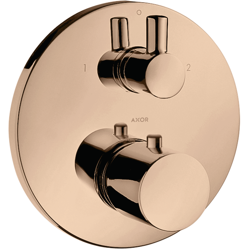 Bateria termo. z zaworem odcinająco-przełączającym do 2 odbiorników, podtynkowa Czerwony Złoty Polerowany Uno AXOR 38720300