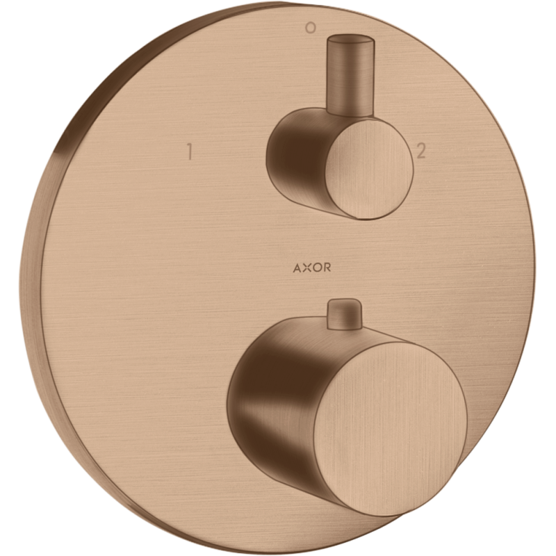 Bateria termo. z zaworem odcinająco-przełączającym do 2 odbiorników, podtynkowa Czerwony Złoty Szczotkowany Uno AXOR 38720310