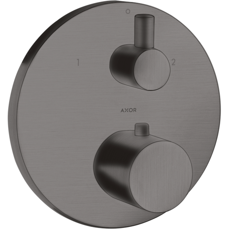 Bateria termo. z zaworem odcinająco-przełączającym do 2 odbiorników, podtynkowa Czarny Chrom Szczotkowany Uno AXOR 38720340