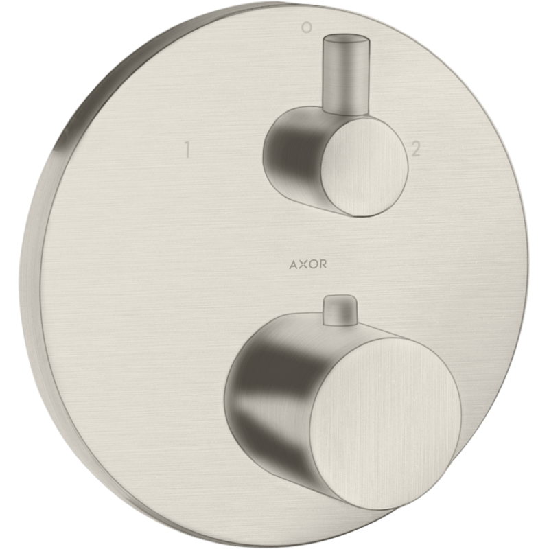 Bateria termo. z zaworem odcinająco-przełączającym do 2 odbiorników, podtynkowa Stal Szlachetna Optyczna Uno AXOR 38720800