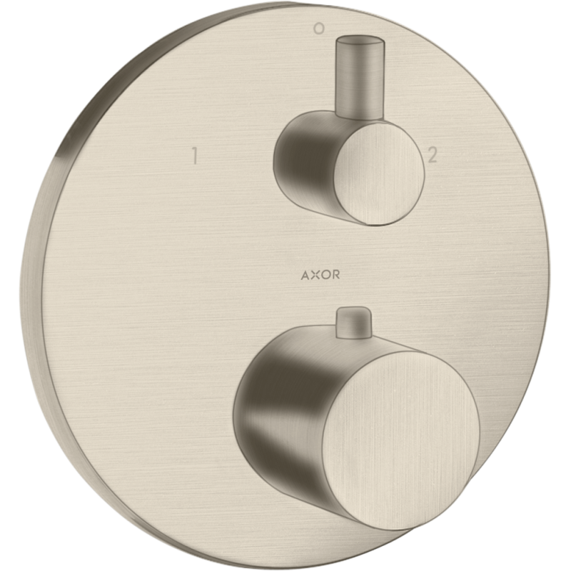 Bateria termostatyczna z zaworem odcinająco-przełączającym do 2 odbiorników, podtynkowa Nikiel Szczotkowany Uno AXOR 38720820