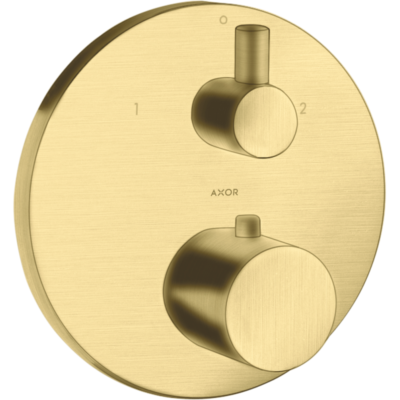 Bateria termostatyczna z zaworem odcinająco-przełączającym do 2 odbiorników, podtynkowa Mosiądz Szczotkowany Uno AXOR 38720950