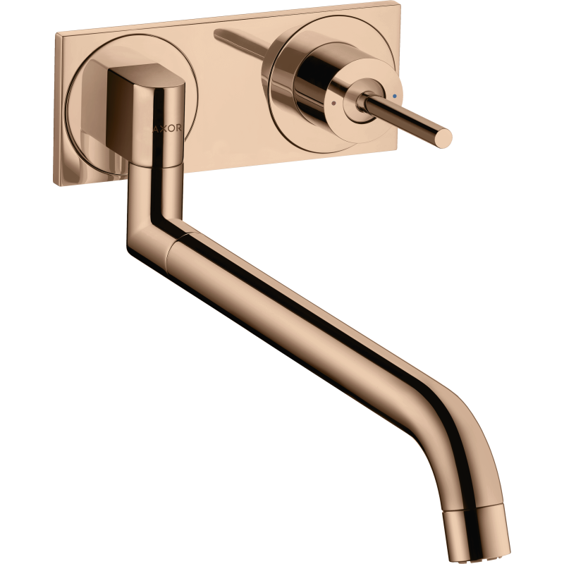 Jednouchwytowa bateria kuchenna, ścienna, podtynkowa Czerwony Złoty Polerowany Uno AXOR 38815300