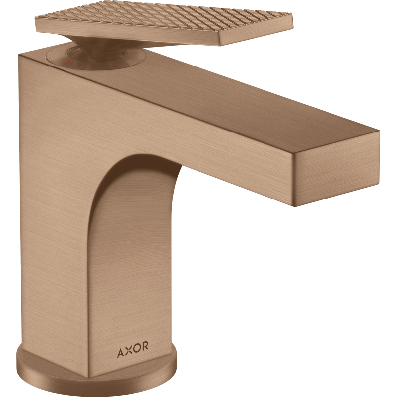 Bateria umyw. 90 do małych umywalek z kpl odpływowym z cięgłem, cięcie rombowe Czerwony Złoty brushed Citterio AXOR 39001310