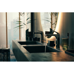 Jednouchwytowa bateria umywalkowa 160 z niezamykanym kompletem odpływowym Czarny Chrom Polerowany Citterio AXOR 39024330