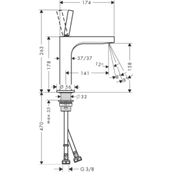 Bateria umywalkowa 160 z uchwytem Pin i niezamykanym kpl odpływowym Czerwony Złoty Szczotkowany Citterio AXOR 39032310