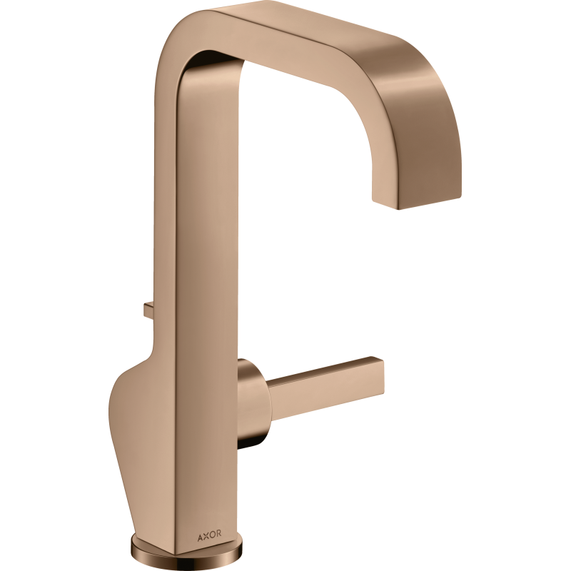 Jednouchwytowa bateria umywalkowa 190 z uchwytem Pin i kpl odpływowym z cięgłem Czerwony Złoty Polerowany Citterio AXOR 39034300