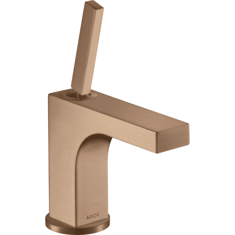 Bateria umyw. 90 do małych umywalek z uchwytem Pin i kpl odpływowym z cięgłem Czerwony Złoty Szczotkowany Citterio AXOR 39035310