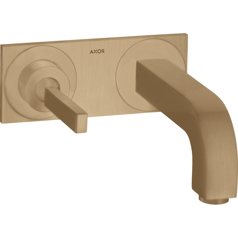 Bateria umywalkowa z uchwytem Pin, wylewką 160 mm i płytką, ścienna, podtynkowa Brąz Szczotkowany Citterio AXOR 39112140