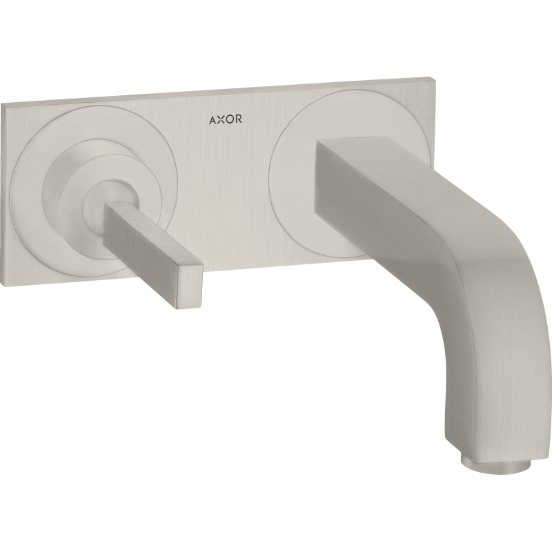 Bateria umywalkowa z uchwytem Pin, wylewką 160 mm i płytką, ścienna, podtynkowa Stal Szlachetna Optyczna Citterio AXOR 39112800