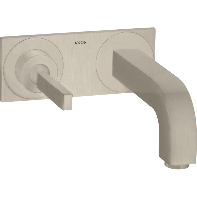 Bateria umywalkowa z uchwytem Pin, wylewką 160 mm i płytką, ścienna, podtynkowa Nikiel Szczotkowany Citterio AXOR 39112820