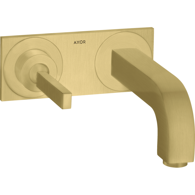 Bateria umywalkowa z uchwytem Pin, wylewką 160 mm i płytką, ścienna, podtynkowa Mosiądz Szczotkowany Citterio AXOR 39112950
