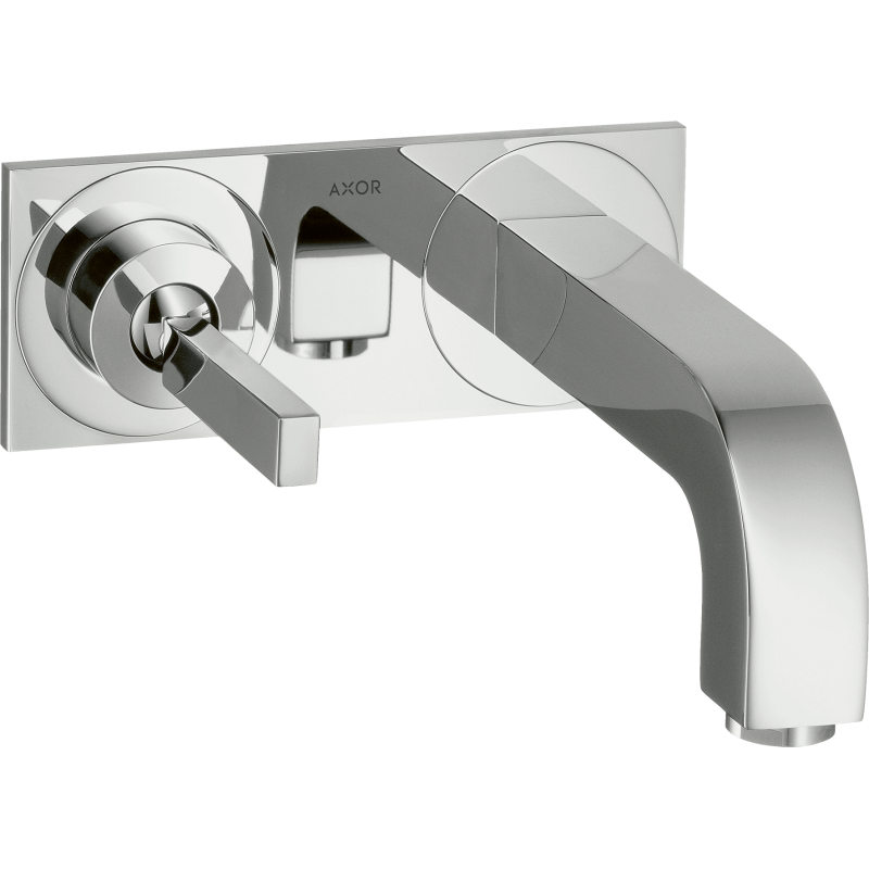 Jednouchwytowa bateria umywalkowa z uchwytem Pin, wylewką 220 mm i płytką, ścienna, podtynkowa Chrom Citterio AXOR 39115000