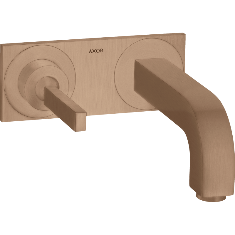 Bateria umyw. z uchwytem Pin, wylewką 220 mm i płytką, ścienna, podtynkowa Czerwony Złoty Szczotkowany Citterio AXOR 39115310