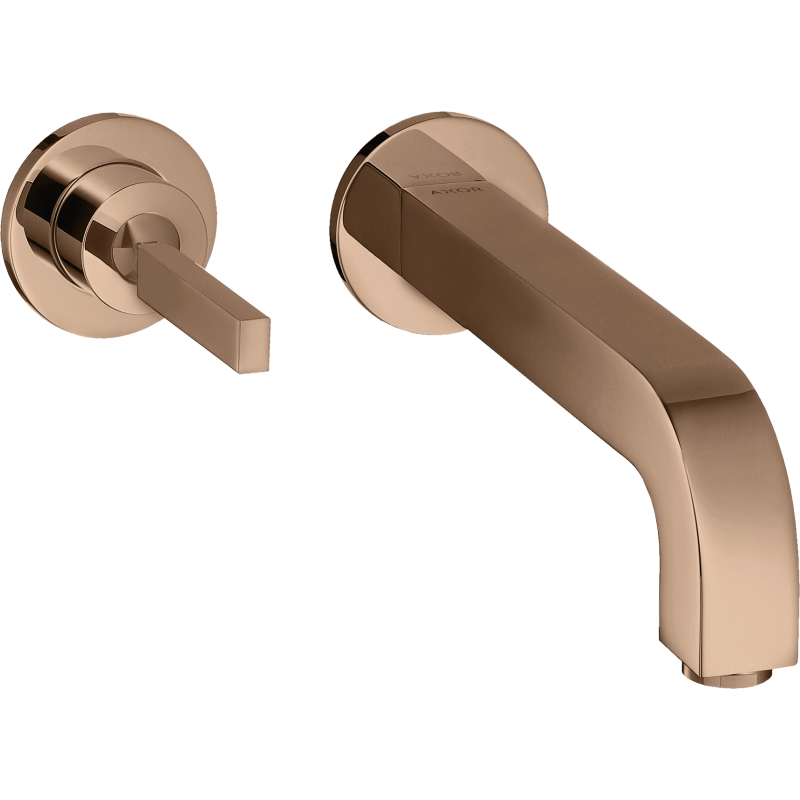 Bateria umyw. z uchwytem Pin, wylewką 220 mm i rozetami, ścienna, podtynkowa Czerwony Złoty Polerowany Citterio AXOR 39116300