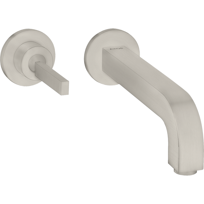 Bateria umyw. z uchwytem Pin, wylewką 220 mm i rozetami, ścienna, podtynkowa Stal Szlachetna Optyczna Citterio AXOR 39116800