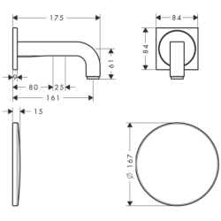 Elektroniczna bateria umywalkowa z wylewką 161 mm, ścienna, podtynkowa Chrom Citterio AXOR 39117000