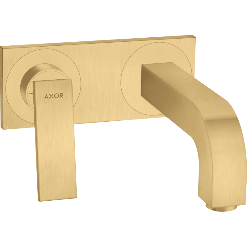 Bateria umywalkowa z wylewką 220 mm i płytką, ścienna, podtynkowa Złoty Optyczny Szczotkowany Citterio AXOR 39119250