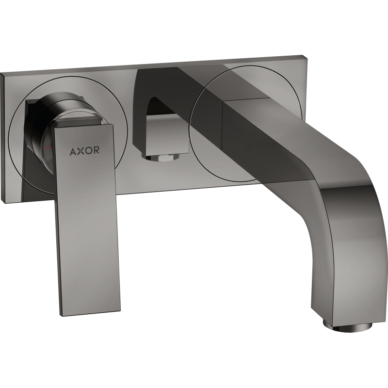 Jednouchwytowa bateria umywalkowa z wylewką 220 mm i płytką, ścienna, podtynkowa Czarny Chrom Polerowany Citterio AXOR 39119330