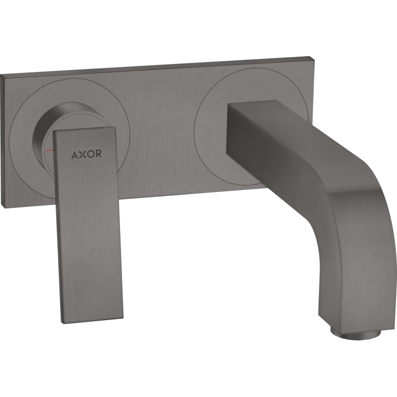 Bateria umywalkowa z wylewką 220 mm i płytką, ścienna, podtynkowa Czarny Chrom Szczotkowany Citterio AXOR 39119340