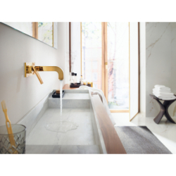 Bateria umywalkowa z wylewką 220 mm i płytką, ścienna, podtynkowa Złoty Optyczny Polerowany Citterio AXOR 39119990