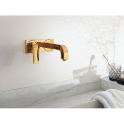 Bateria umywalkowa z wylewką 220 mm i płytką, ścienna, podtynkowa Złoty Optyczny Polerowany Citterio AXOR 39119990