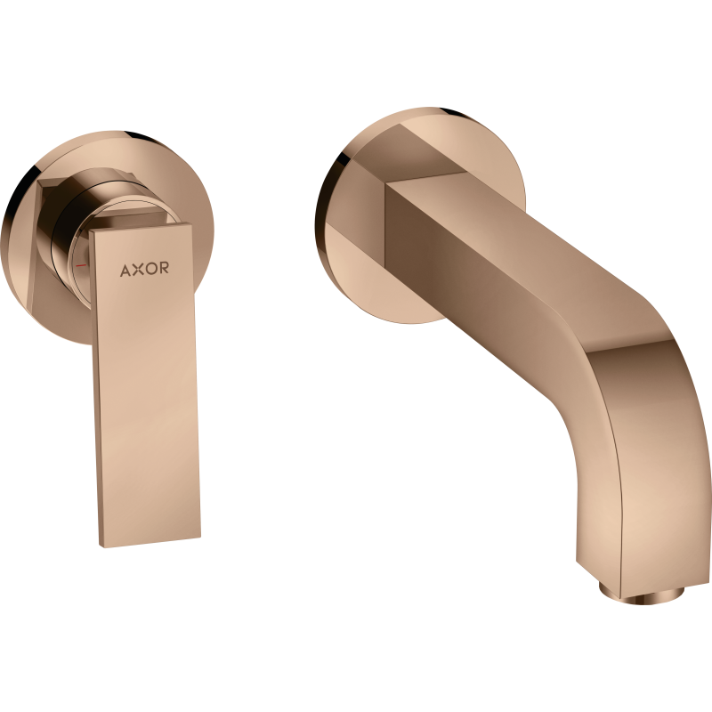 Bateria umywalkowa z wylewką 220 mm i rozetami, ścienna, podtynkowa Czerwony Złoty Polerowany Citterio AXOR 39121300