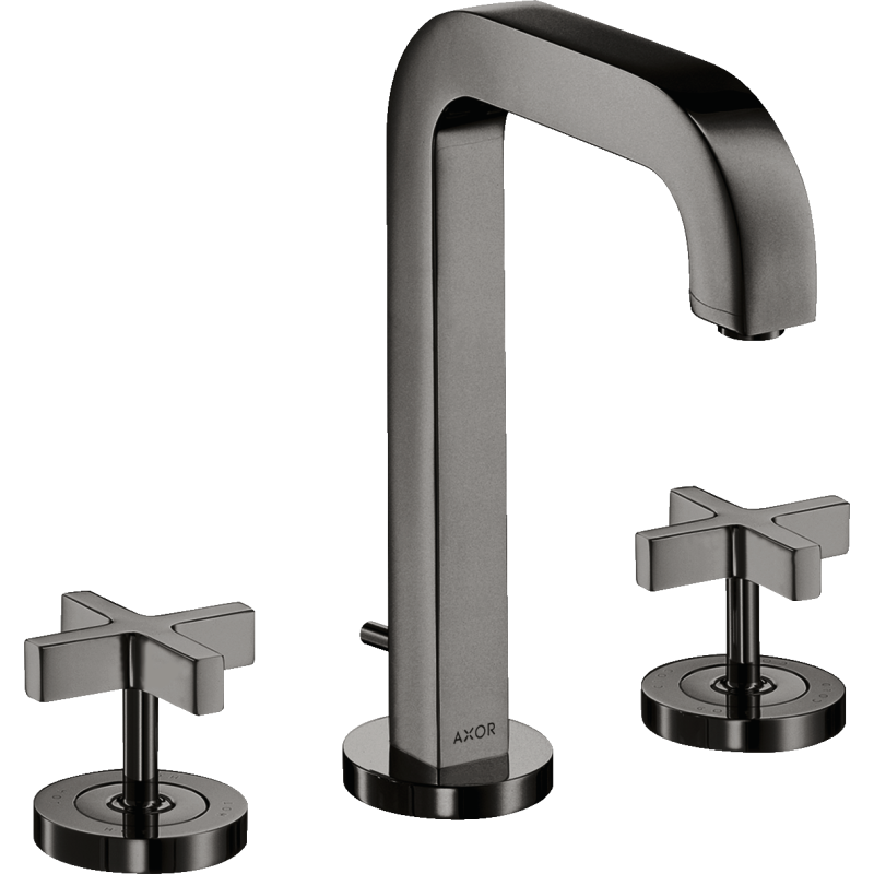 3-otw. Bateria umyw. 170 z uchwytami, rozetami, wyl. 140 mm i kpl odpływowym z cięgłem Czarny Chrom poler Citterio AXOR 39133330