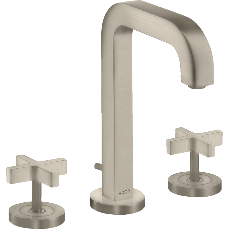 3-otw. Bateria umyw. 170 z uchwytami, rozetami, wylewką 140 mm i kpl odpływowym z cięgłem Nikiel brushed Citterio AXOR 39133820