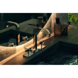 3-otw. Bateria umyw. 170 z uchwytami krzyżowymi, płytką i wylewką 140 mm z kpl odpływowym z cięgłem Chrom Citterio AXOR 39134000