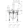 3-otw. Bateria umyw. 170 z uchwytami, płytką i wylewką 140 mm z kpl odpływowym z cięgłem Brąz brushed Citterio AXOR 39136140