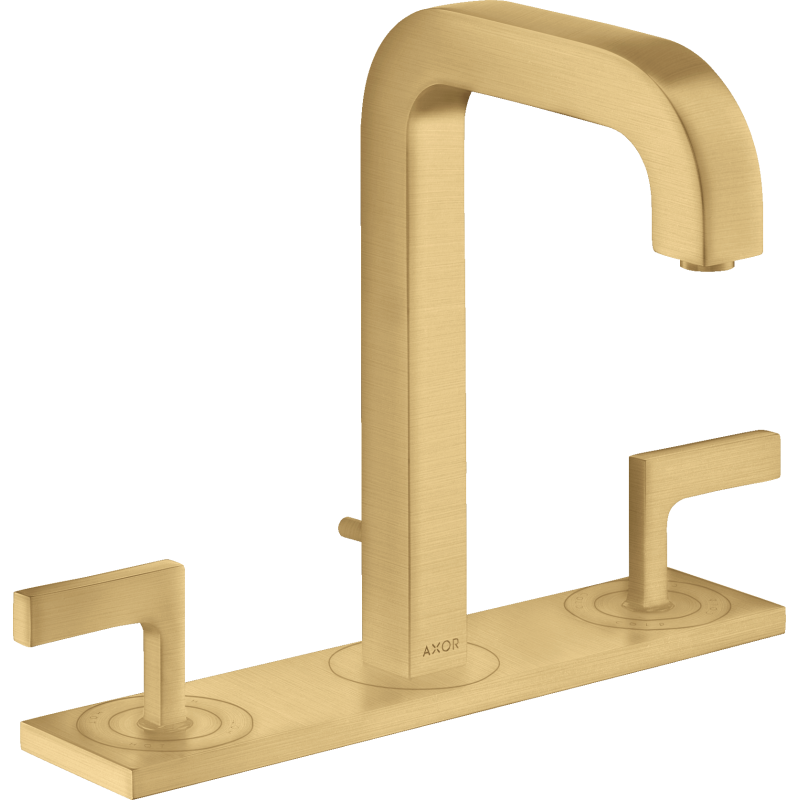 3-otw. Bateria umyw. 170 z uchwytami, płytką i wylewką 140 mm z kpl odpływowym z cięgłem Złoty brushed Citterio AXOR 39136250