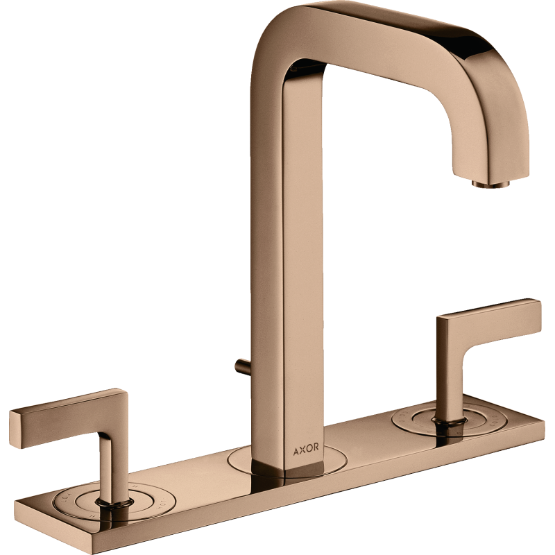 3-otw. Bateria umyw. 170 z uchwytami, płytką i wyl. 140 mm z kpl odpływ. z cięgłem Czerwony Złoty poler Citterio AXOR 39136300