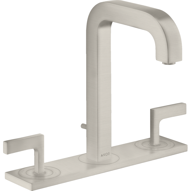 3-otw. Bateria umyw. 170 z uchwytami, płytką i wylewką 140 mm z kpl odpływowym z cięgłem Stal Szlachetna Citterio AXOR 39136800