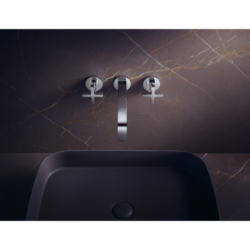 3-otworowa Bateria umyw. z uchwytami krzyżowymi, rozetami i wylewką 222 mm, ścienna, podtynkowa Chrom Citterio AXOR 39143000