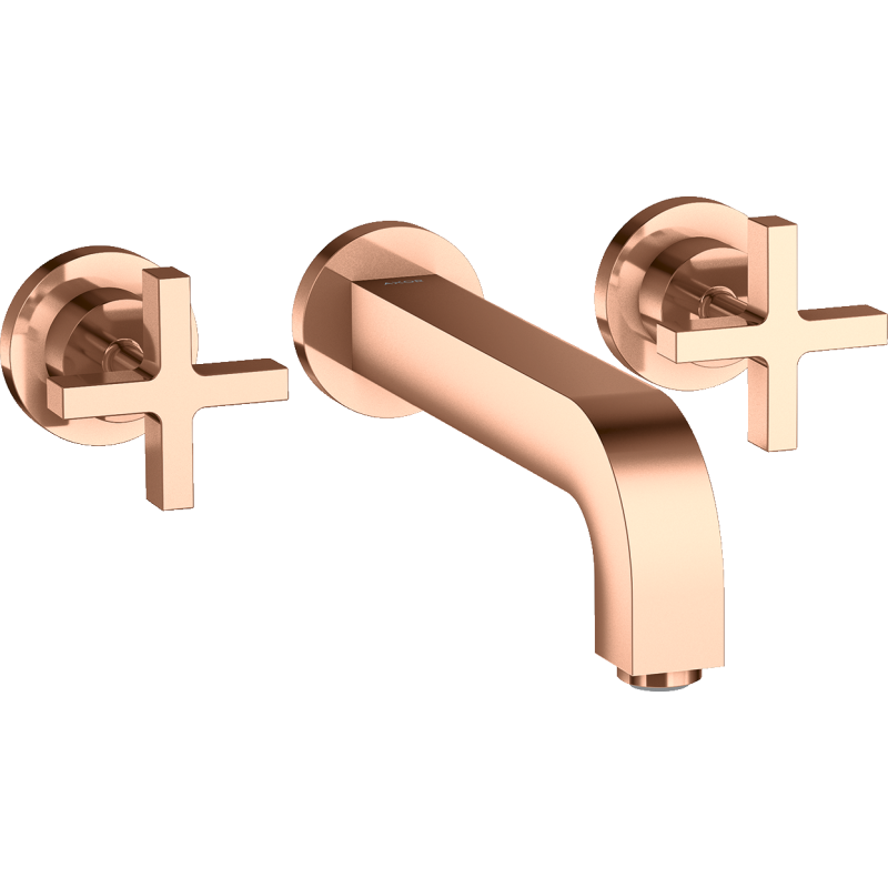 3-otw. Bateria umyw. z uchwytami krzyżowymi, rozetami i wylewką 222 mm, podtynk. Czerwony Złoty poler Citterio AXOR 39143300