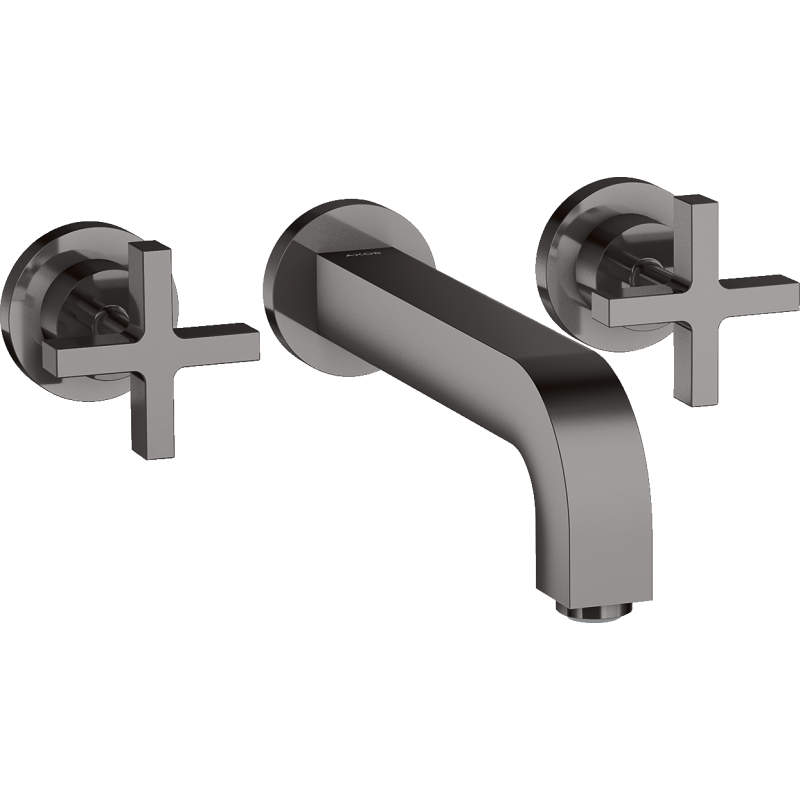 3-otw. Bateria umyw. z uchwytami krzyżowymi, rozetami i wylewką 222 mm, podtynk. Czarny Chrom poler Citterio AXOR 39143330