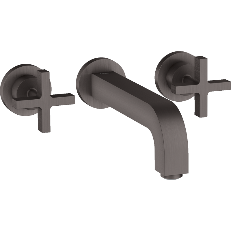 3-otw. Bateria umyw. z uchwytami krzyżowymi, rozetami i wylewką 222 mm, podtynk. Czarny Chrom brushed Citterio AXOR 39143340