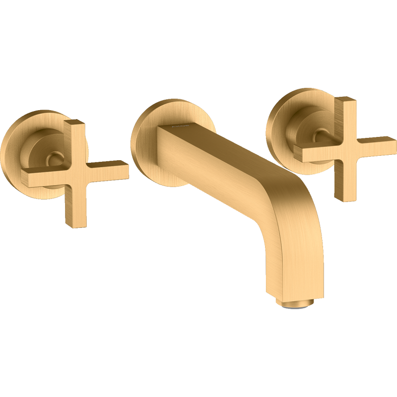 3-otw. Bateria umyw. z uchwytami krzyżowymi, rozetami i wylewką 222 mm, podtynk. Mosiądz brushed Citterio AXOR 39143950