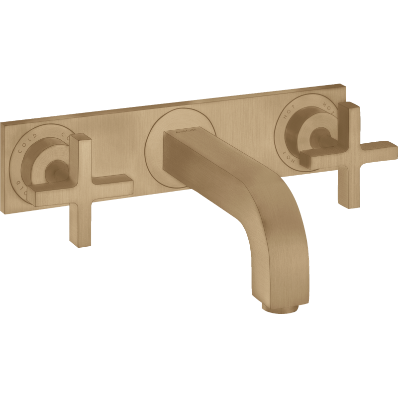 3-otw. Bateria umyw. z uchwytami krzyżowymi, płytką i wylewką 226 mm, ścienna, podtynkowa Brąz brushed Citterio AXOR 39144140