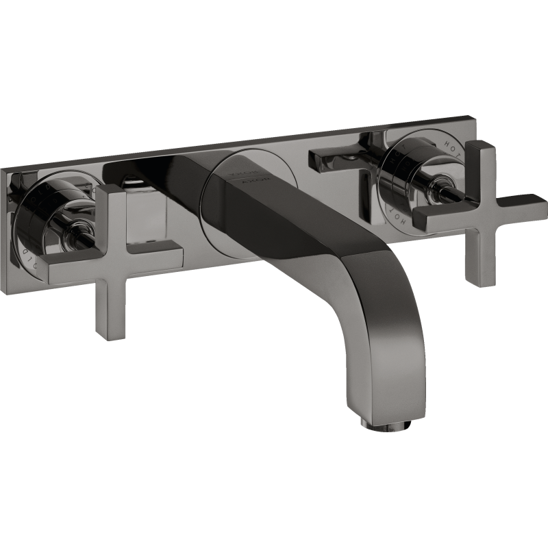 3-otw. Bateria umyw. z uchwytami krzyżowymi, płytką i wylewką 226 mm, podtynk. Czarny Chrom poler Citterio AXOR 39144330