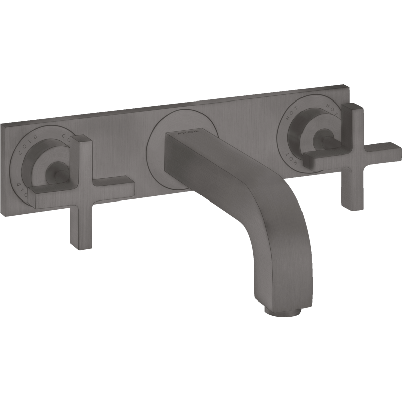 3-otw. Bateria umyw. z uchwytami krzyżowymi, płytką i wylewką 226 mm, podtynk. Czarny Chrom brushed Citterio AXOR 39144340