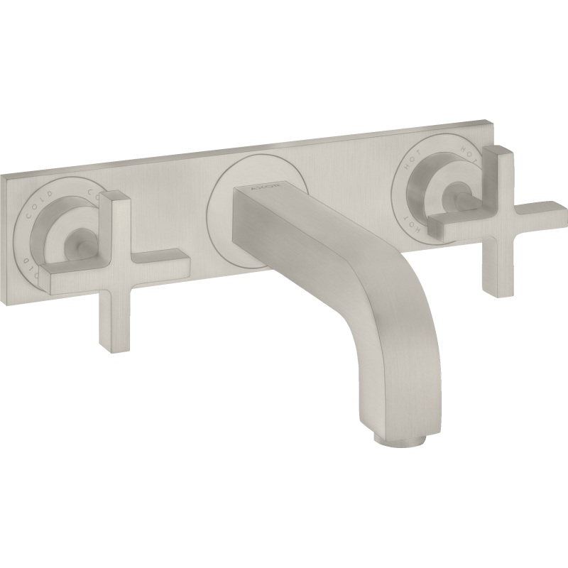 3-otw. Bateria umyw. z uchwytami krzyżowymi, płytką i wylewką 226 mm, ścienna, podtynkowa Stal Szlachetna Citterio AXOR 39144800